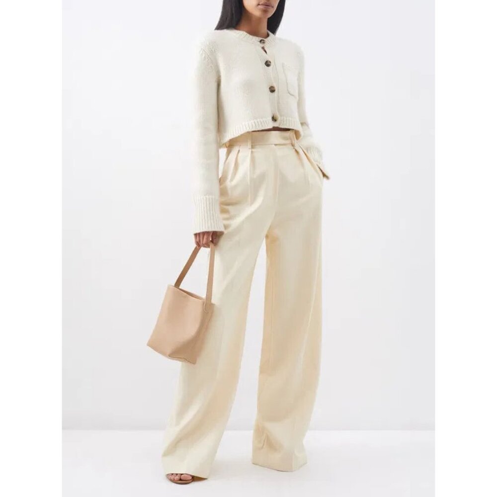 Khaite “Lavan” Cashmere Cropped Cardigan in Ivory, size XS - Picture 2 of 13